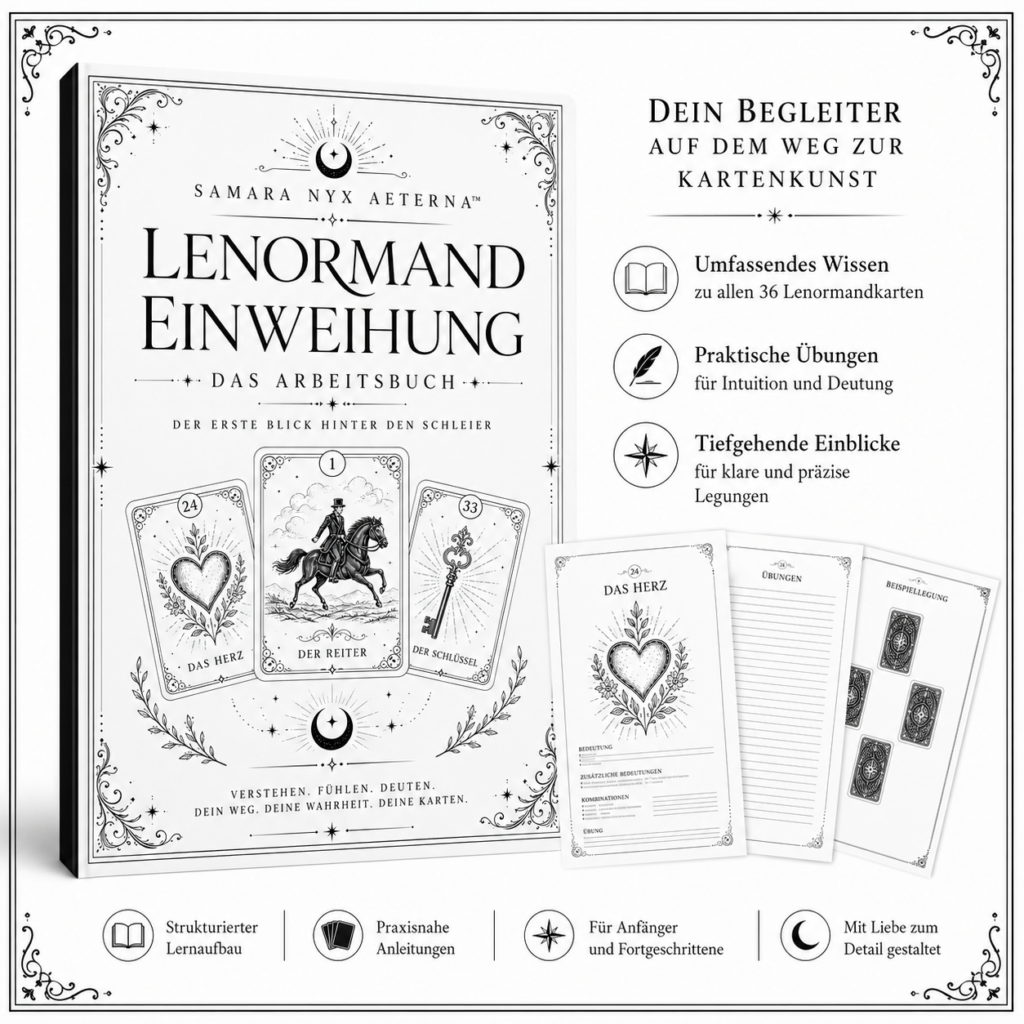 Lenormandkarten Einweihung Arbeitsbuch + Kartendeck + Selbststudium